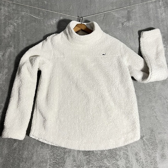 Vineyard Vines Sweaters - Vineyard Vines Womens (M) White Long Sleeve Soft Touch Sherpa Pullover Cowl